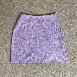Floral Mini Skirt With Side Slit